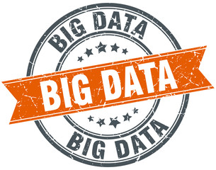 big data round orange grungy vintage isolated stamp