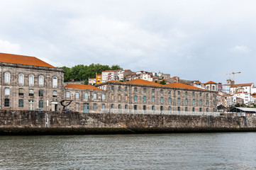 Coast of the River Douro with its beautiful architecture in Porto, Portugal. View from the River Douro, one of the major rivers of the Iberian Peninsula (2157 m)