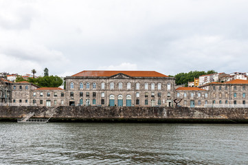 Coast of the River Douro with its beautiful architecture in Porto, Portugal. View from the River Douro, one of the major rivers of the Iberian Peninsula (2157 m)