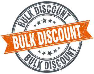 bulk discount round orange grungy vintage isolated stamp