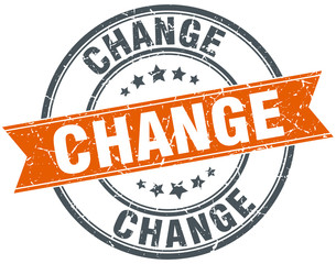 change round orange grungy vintage isolated stamp