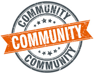 community round orange grungy vintage isolated stamp