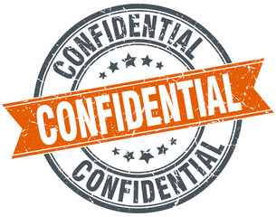 confidential round orange grungy vintage isolated stamp