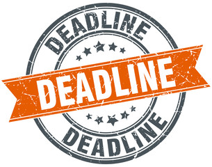 deadline round orange grungy vintage isolated stamp