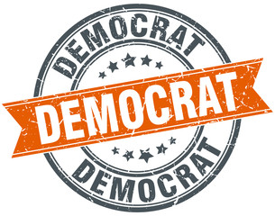 democrat round orange grungy vintage isolated stamp
