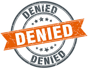 denied round orange grungy vintage isolated stamp