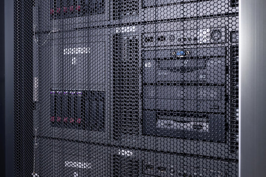 Computer Server in rack server close up
