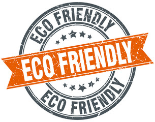 eco friendly round orange grungy vintage isolated stamp