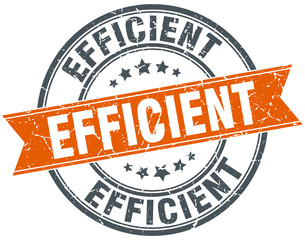 efficient round orange grungy vintage isolated stamp