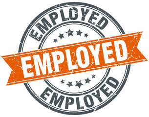 employed round orange grungy vintage isolated stamp