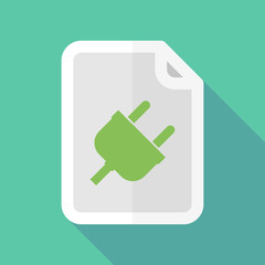 Long shadow document icon with a plug
