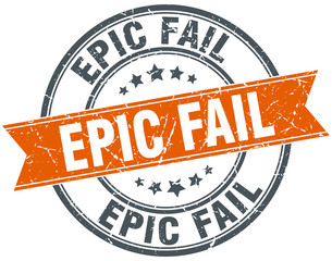 epic fail round orange grungy vintage isolated stamp