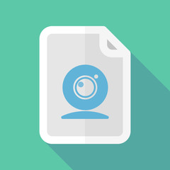 Long shadow document icon with a web cam