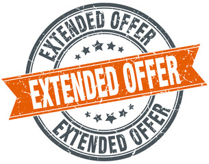 extended offer round orange grungy vintage isolated stamp