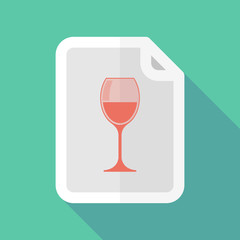 Long shadow document icon with a cup of wine