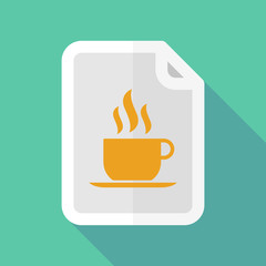 Long shadow document icon with a cup of coffee