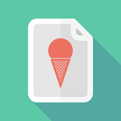 Long shadow document icon with a cone ice cream