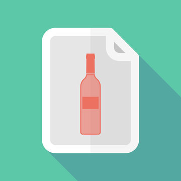 Long shadow document icon with a bottle of wine