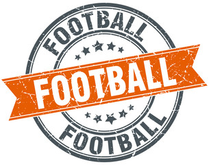 football round orange grungy vintage isolated stamp