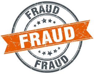 fraud round orange grungy vintage isolated stamp