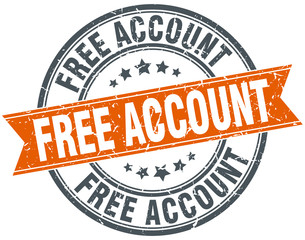 free account round orange grungy vintage isolated stamp