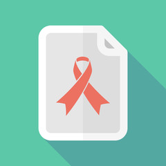 Long shadow document icon with an awareness ribbon