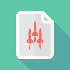 Long shadow document icon with missiles