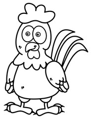 hen standing smiling for coloring