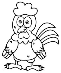 hen standing smiling for coloring