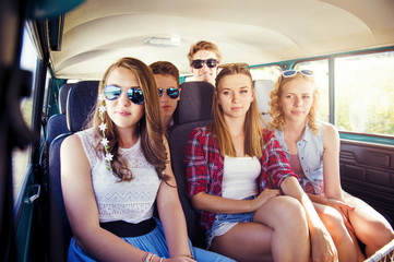 Beautiful young people a on road trip