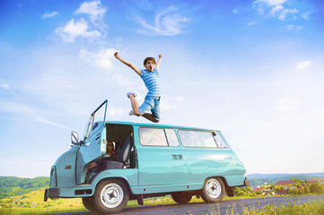 Young people on a road trip