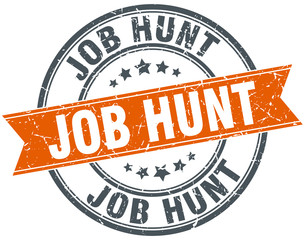 job hunt round orange grungy vintage isolated stamp