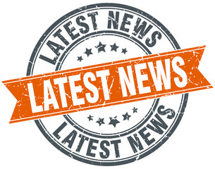 latest news round orange grungy vintage isolated stamp