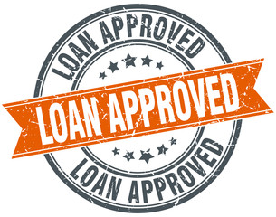 loan approved round orange grungy vintage isolated stamp