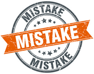 mistake round orange grungy vintage isolated stamp