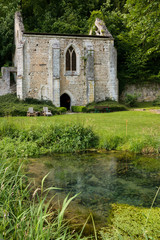 Fototapeta na wymiar Ruins of Abbey Notre-Dame de Fontaine Guerard in Upper Normandy