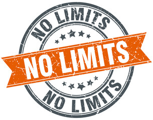 no limits round orange grungy vintage isolated stamp