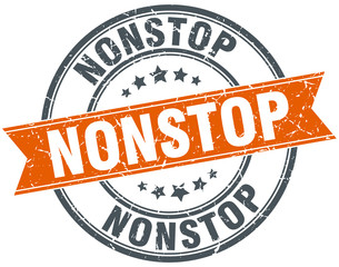 nonstop round orange grungy vintage isolated stamp