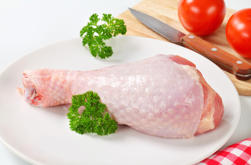 Raw turkey leg