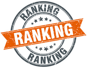 ranking round orange grungy vintage isolated stamp