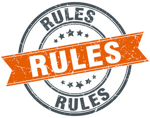 rules round orange grungy vintage isolated stamp