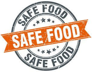 safe food round orange grungy vintage isolated stamp