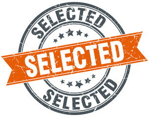 selected round orange grungy vintage isolated stamp