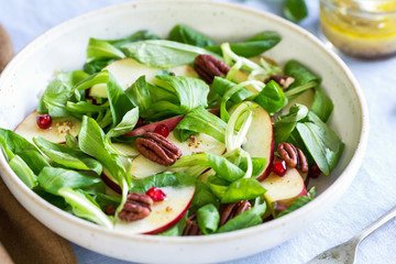 Mâche with Apple and Pomegranate salad