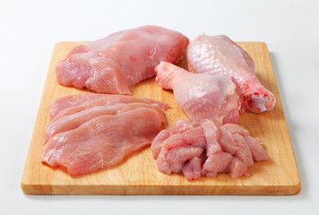 Raw turkey meats and cuts