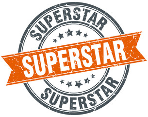 superstar round orange grungy vintage isolated stamp