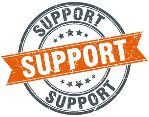 support round orange grungy vintage isolated stamp