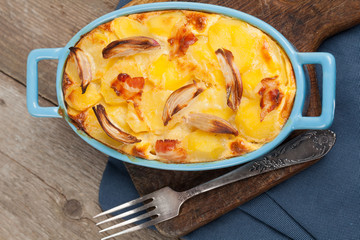 Potato casserole with eggs.