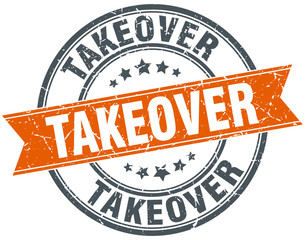 takeover round orange grungy vintage isolated stamp
