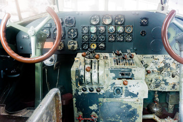 old airplane cockpit